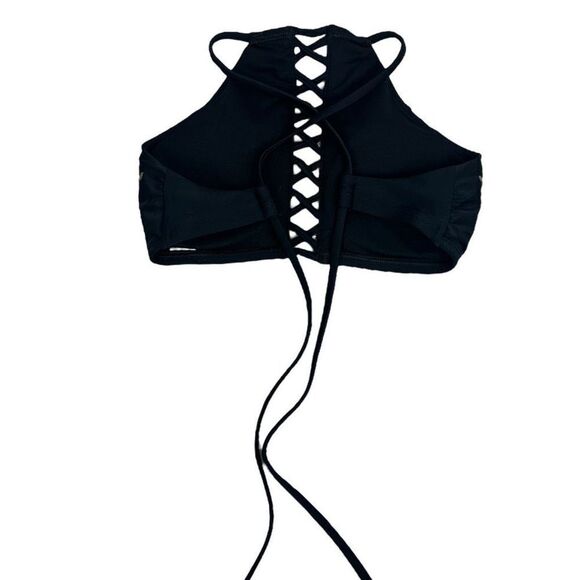 Hollister Tie Back Criss-Cross Front High Neck Bikini Top size XS - Picture 2 of 4